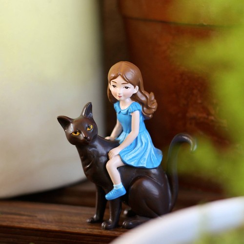 Mädchen reitet katze - mädchen, deko