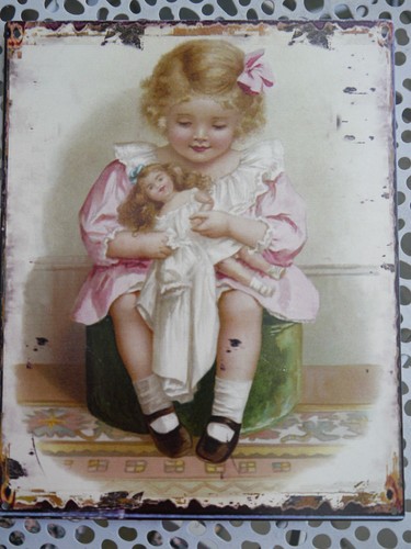 Blechschild mädchen mit - blechschild,,
